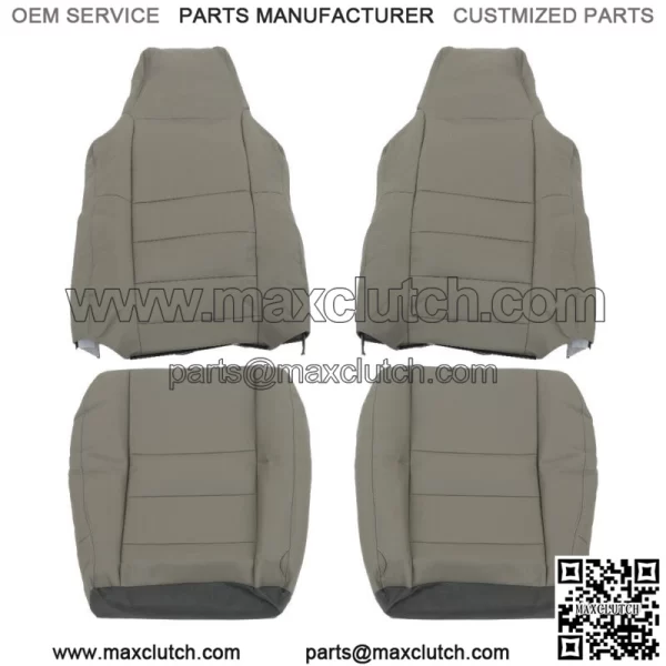 Front Seat Cover For Ford F250 F350 2002-07 Lariat Driver Passenger Leather Gray - Image 3