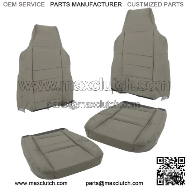 Front Seat Cover For Ford F250 F350 2002-07 Lariat Driver Passenger Leather Gray - Image 4