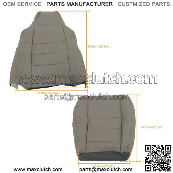 Front Seat Cover For Ford F250 F350 2002-07 Lariat Driver Passenger Leather Gray - Image 5