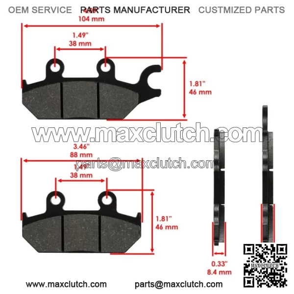 Front Brake Discs & Brake Pads For Yamaha YXE70 YXE85 Wolverine X2 X4 XTR 16-25 - Image 3